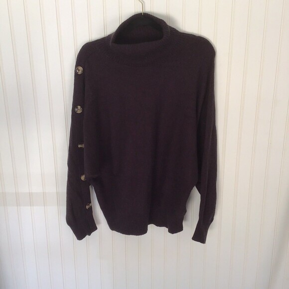 Nordstrom Beach Lunch Lounge Sweater Women’s Large Purple Button Sleeve Pullover - Picture 11 of 11